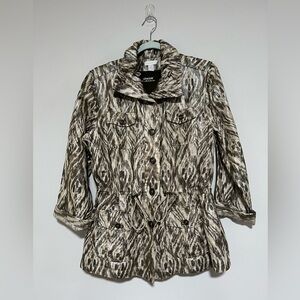 Chico’s Metallic Safari Jacket & Olive Ultimate Tee Size 1/US Medium